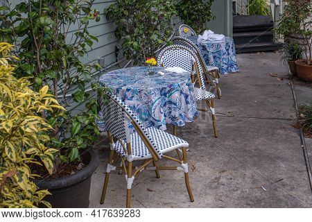 New Orleans, La - January 12: Outdoor Dining Tables At Café Degas On Esplanade Avenue On January 12,