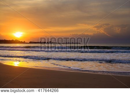 Beautiful Sunset By The Sea. Bulgaria, Nessebar.