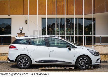 Antalya, Turkey - April 12 2021: Blue Renault Clio Wagon  Parked On The Street On A Warm Summer Day 