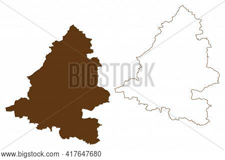 Teltow-flaming District (federal Republic Of Germany, Rural District, State Of Brandenburg) Map Vect