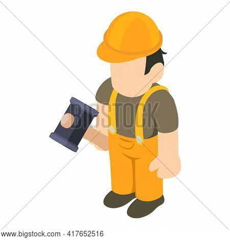 Construction Worker Icon. Isometric Illustration Of Construction Worker Vector Icon For Web