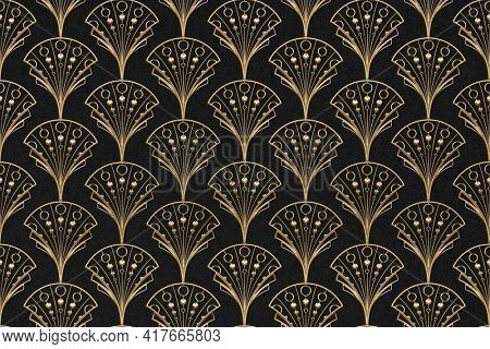 Gatsby palmette patterns on dark background