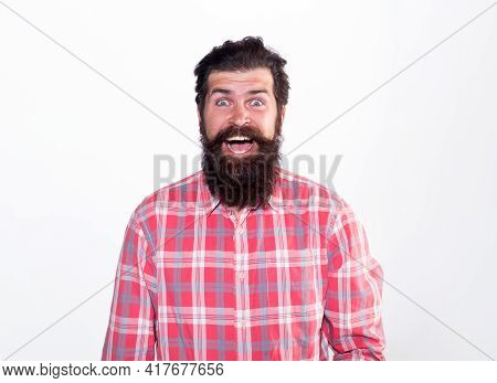 Portrait Of Smilling Man. Male Portrait. Bearded Guy. People Emotions. Happy Smiling Face.