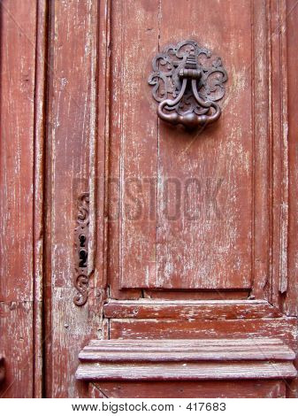 Vintage Brown Door With A Keyhole