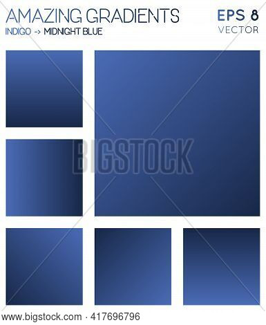 Colorful Gradients In Indigo, Midnight Blue Color Tones. Actual Background, Memorable Vector Illustr