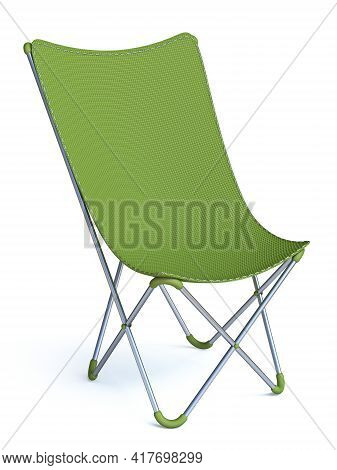 Green Camping Chair 3d Render Illustration Isolated On White Background