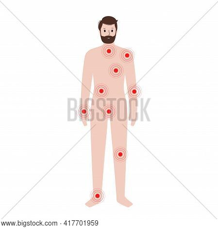 Pain In Internal Organs In A Man Body. Problem With Liver, Pancreas, Lungs And Other Organs In Male 
