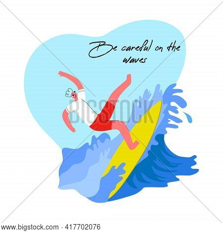 Vector Illustration Surfer Fall From A Surfboard