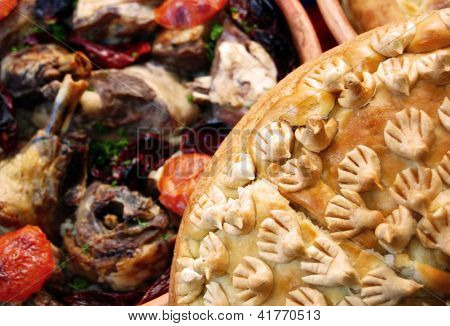 leckere mazedonische Lebensmittel und Brot