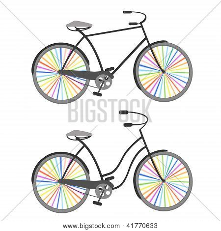 Bicicletas con ruedas de arco iris