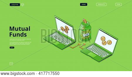 Mutual Fund Banner. Concept Of Finance Strategy Of Investment In Fund, Stock Instrument For Capital 