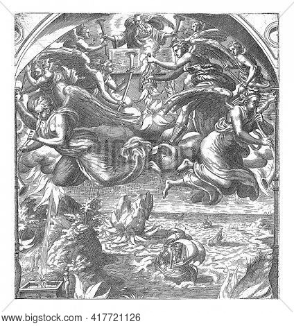 After the seventh seal has been broken, seven angels come to stand before God's throne. They all get a trumpet from God. Another angel offers incense before the altar of God.