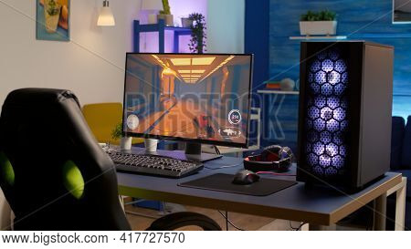 Empty Gaming Romm With Rgb Professional Keyboard