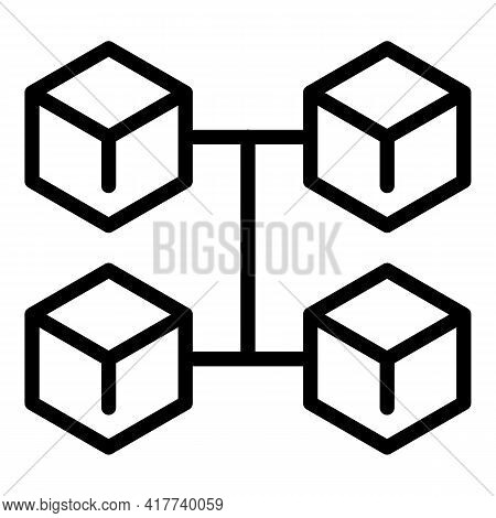 Blockchain Market Icon. Outline Blockchain Market Vector Icon For Web Design Isolated On White Backg