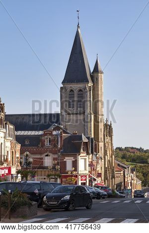 Montdidier, France - September 12 2020: The Saint-sepulcre Church, In Flamboyant Gothic Style, Has B