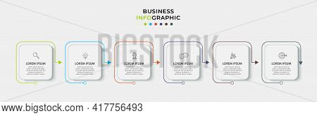 Vector Infographic Thin Line Design Business Template With Icons And 6 ...