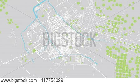 Urban Vector City Map Of Tabuk, Saudi Arabia, Middle East