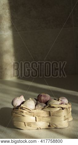 Garlic In Basket To Protect In Coronatime
