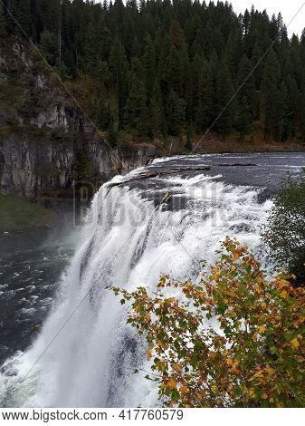 Beautiful Meza Falls In Wyoming In The Autumn