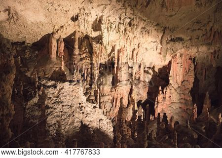 Postojna / Slovenia - December 9, 2017: World Famous Cave Postojna With Stalactites And Stalagmites,