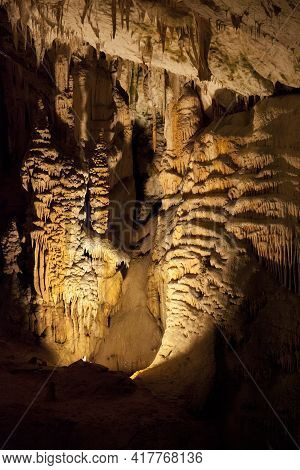 Postojna / Slovenia - December 9, 2017: World Famous Cave Postojna With Stalactites And Stalagmites,