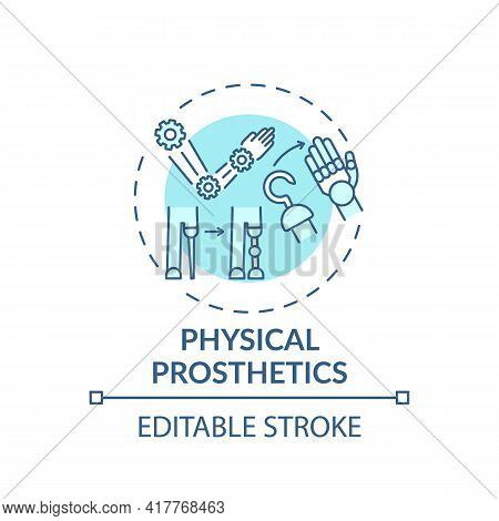 Physical Prosthetics Concept Icon. Rehabilitation Engineering Idea Thin Line Illustration. Weight Be