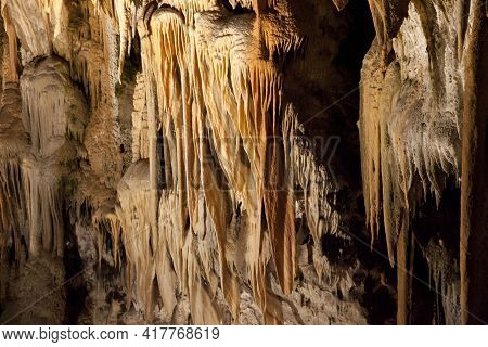 Postojna / Slovenia - December 9, 2017: World Famous Cave Postojna With Stalactites And Stalagmites,