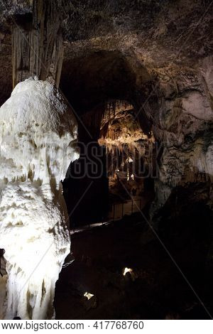 Postojna / Slovenia - December 9, 2017: World Famous Cave Postojna With Stalactites And Stalagmites,
