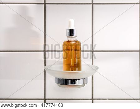 Natural Serum. Concept Of Cosmetic Injection Is Hyaluronic Acid, Botulin, Serum On The Background Of