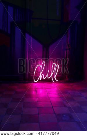 Pink Neon Sign Chill. Trendy Style. Neon Sign. Custom Neon. Home Decor.