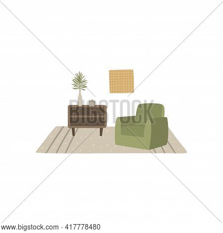 Vector Illustration Of A Japandi Design Interior
