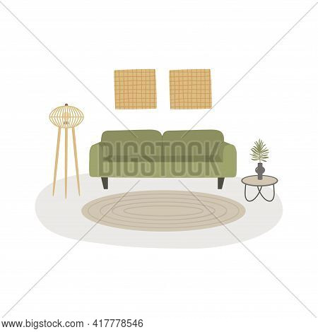 Vector Illustration Of A Japandi Design Interior