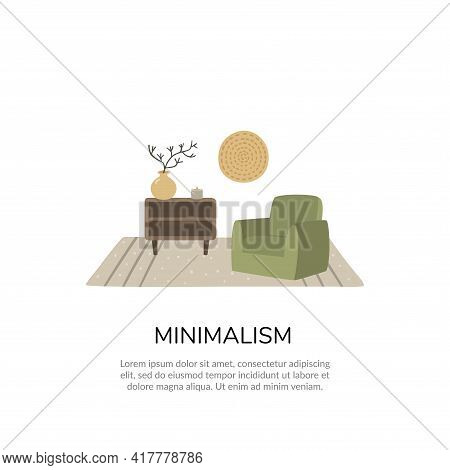 Vector Illustration Of A Japandi Design Interior