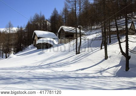 Devero Park ( Verbano-cusio-ossola ), Italy - January 15, 2017: Alpe Devero Park Landscape, Ossola V