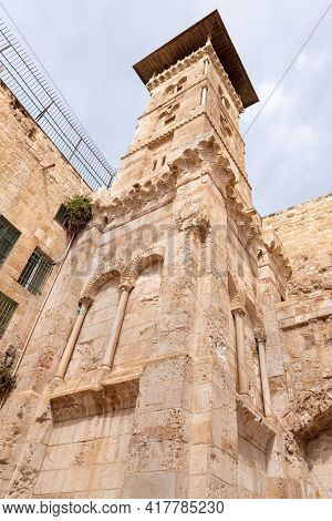 The South Part The Temple Mount And The Bab El Ghawanima Minaret In The Old Town Of Jerusalem In Isr