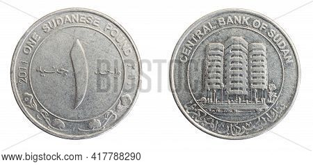 Sudan One Pound Coin On A White Isolated Background