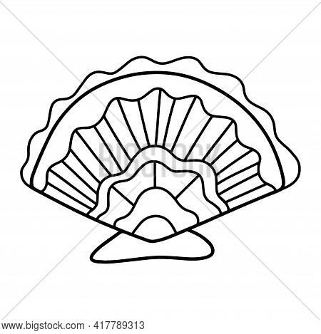 Doodle Hand-drawn Seashell Black Linear Isolated On White Background Stock Vector Illustration. Simp