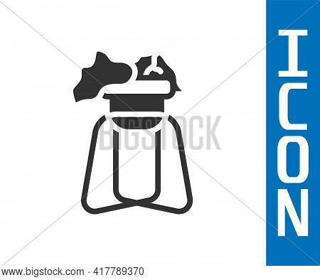 Grey Potted House Plant On Stand Icon Isolated On White Background. Plant Growing In A Pot. Potted P