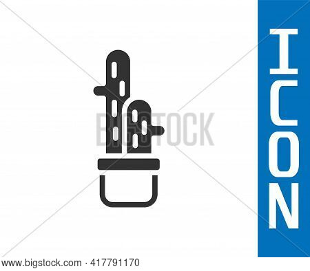 Grey Cactus Peyote In Pot Icon Isolated On White Background. Plant Growing In A Pot. Potted Plant Si