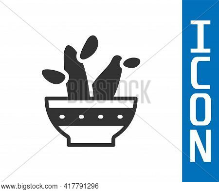 Grey Cactus Peyote In Pot Icon Isolated On White Background. Plant Growing In A Pot. Potted Plant Si