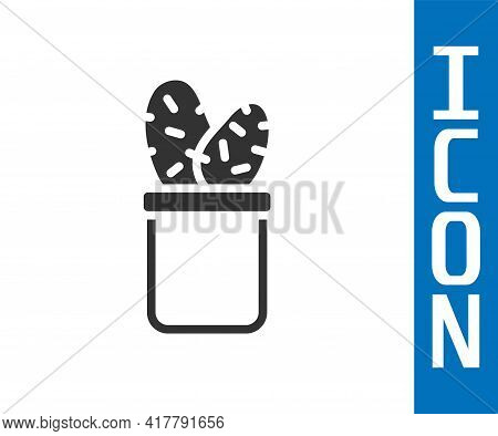 Grey Cactus Peyote In Pot Icon Isolated On White Background. Plant Growing In A Pot. Potted Plant Si