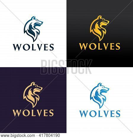 Wolves Head Logo Design Template. Vector Illustration