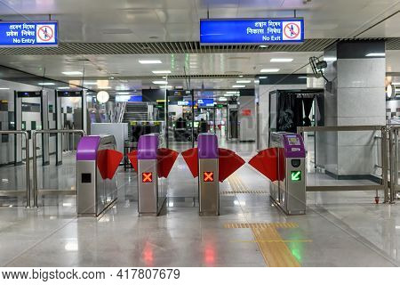 A View Of Metro Station Of Kolkata East West Metro System At Phoolbagan, Kolkata, India On April 202