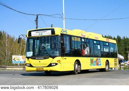 Ekaterinburg, Russia - May 9, 2010: Mega Mall Shuttle Bus Scania Omnilink In The City Street.