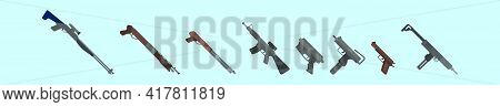 Set Of Soft Gun Cartoon Icon Design Template With Various Models. Modern Vector Illustration Isolate