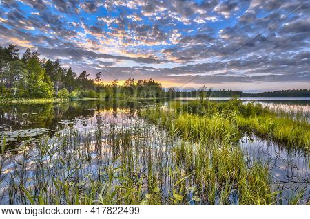 Sunset At Lake Nordvattnet  In Hokensas Nature Reserve, Vastergotland, Sweden