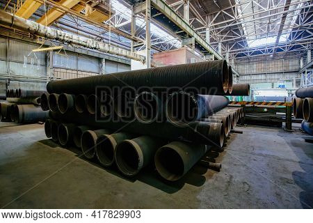 New Cast Iron Pipes For Pipeline Construction In Warehouse