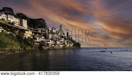 View Of The Gamboa Community On The Edge Of Todos Os Santos Bay Salvador Bahia Brazil.