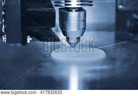 3d Printer Print Objects On Surface Close-up. Modern 3d Printing Technology