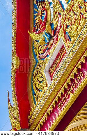 Colorful Wat Don Mueang Phra Arramluang Buddhist Temple Bangkok Thailand.